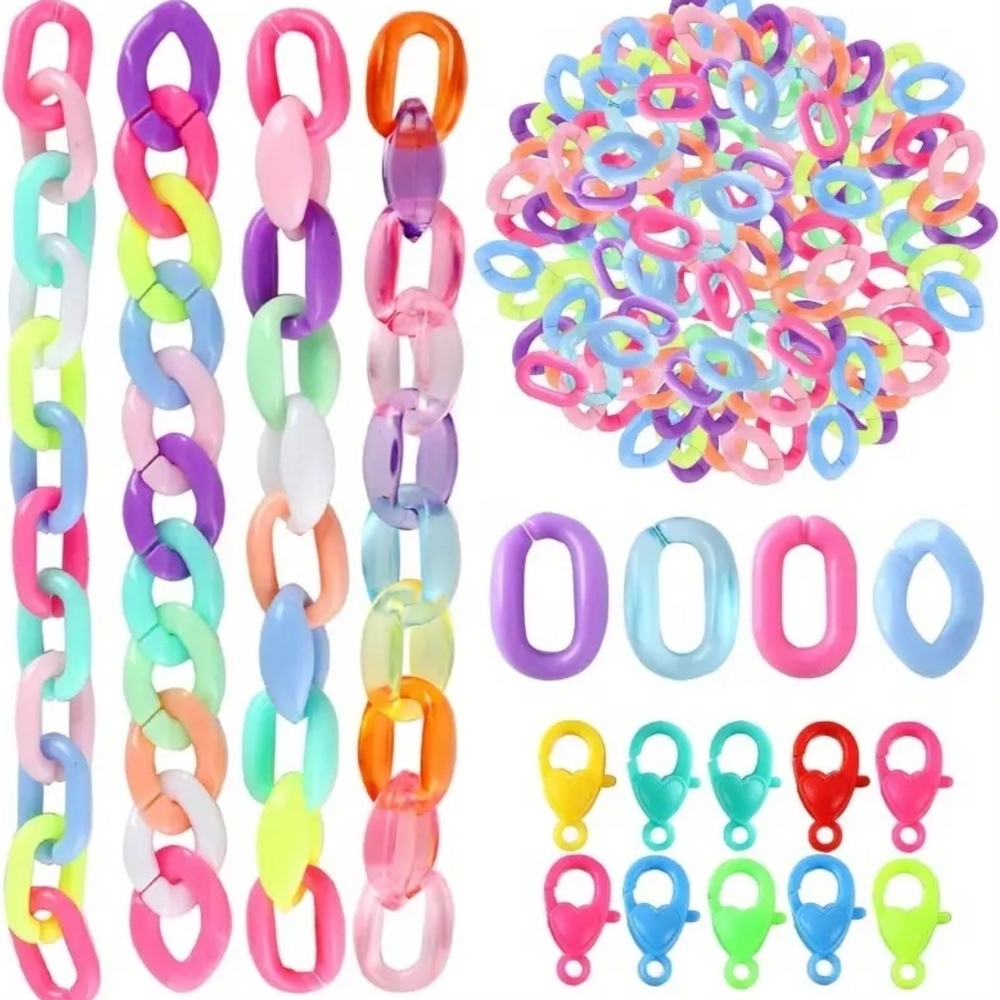 NWB 400+ Colorful Acrylic DIY Jewelry KEY CHAINS ETC FUN!! NO TOOLS REQUIRED